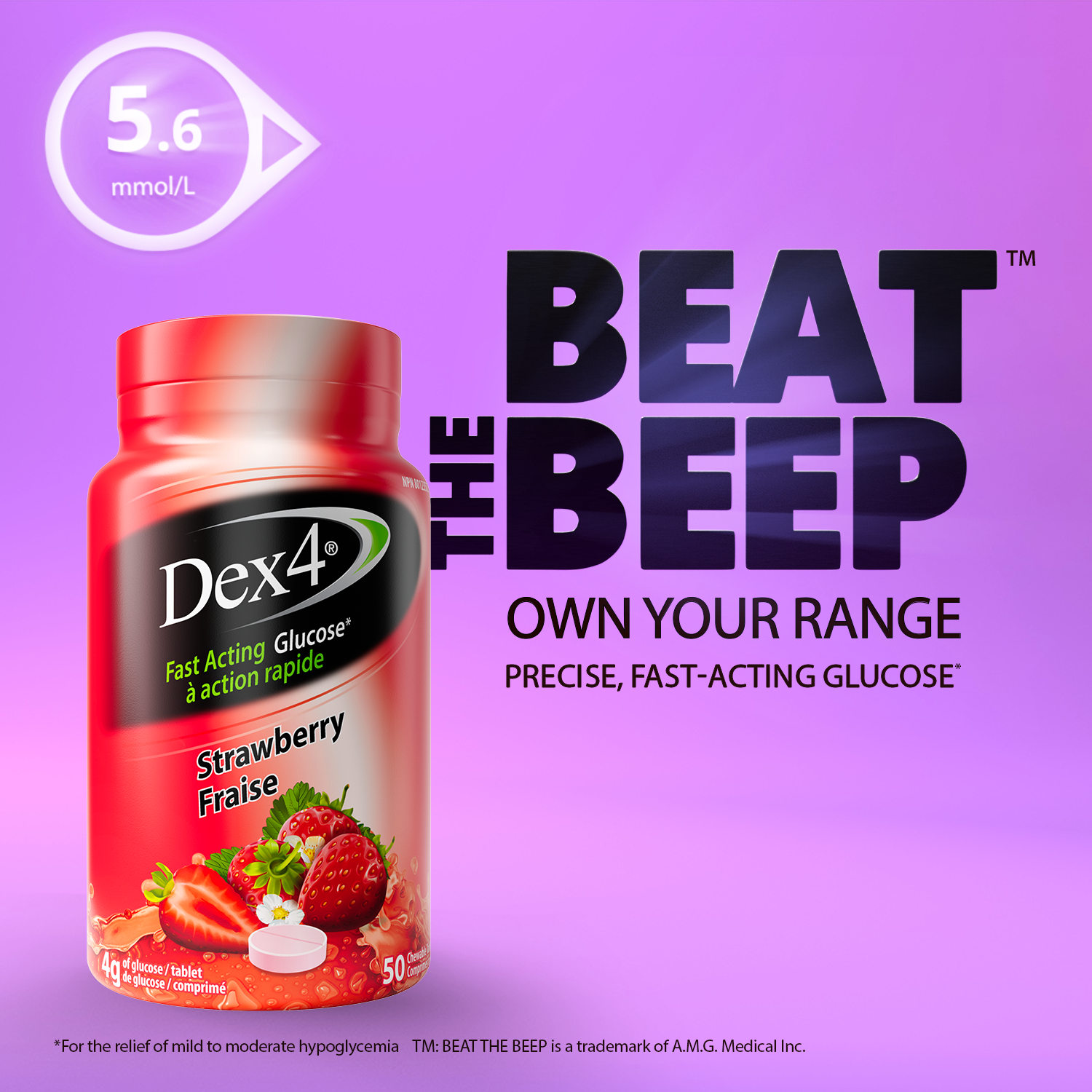 Comprimés de glucose - Bouteille de 50 comprimés