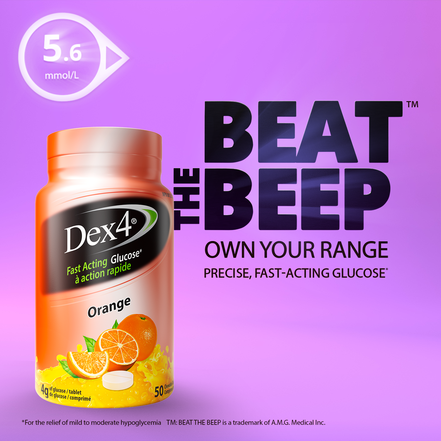 Comprimés de glucose - Bouteille de 50 comprimés