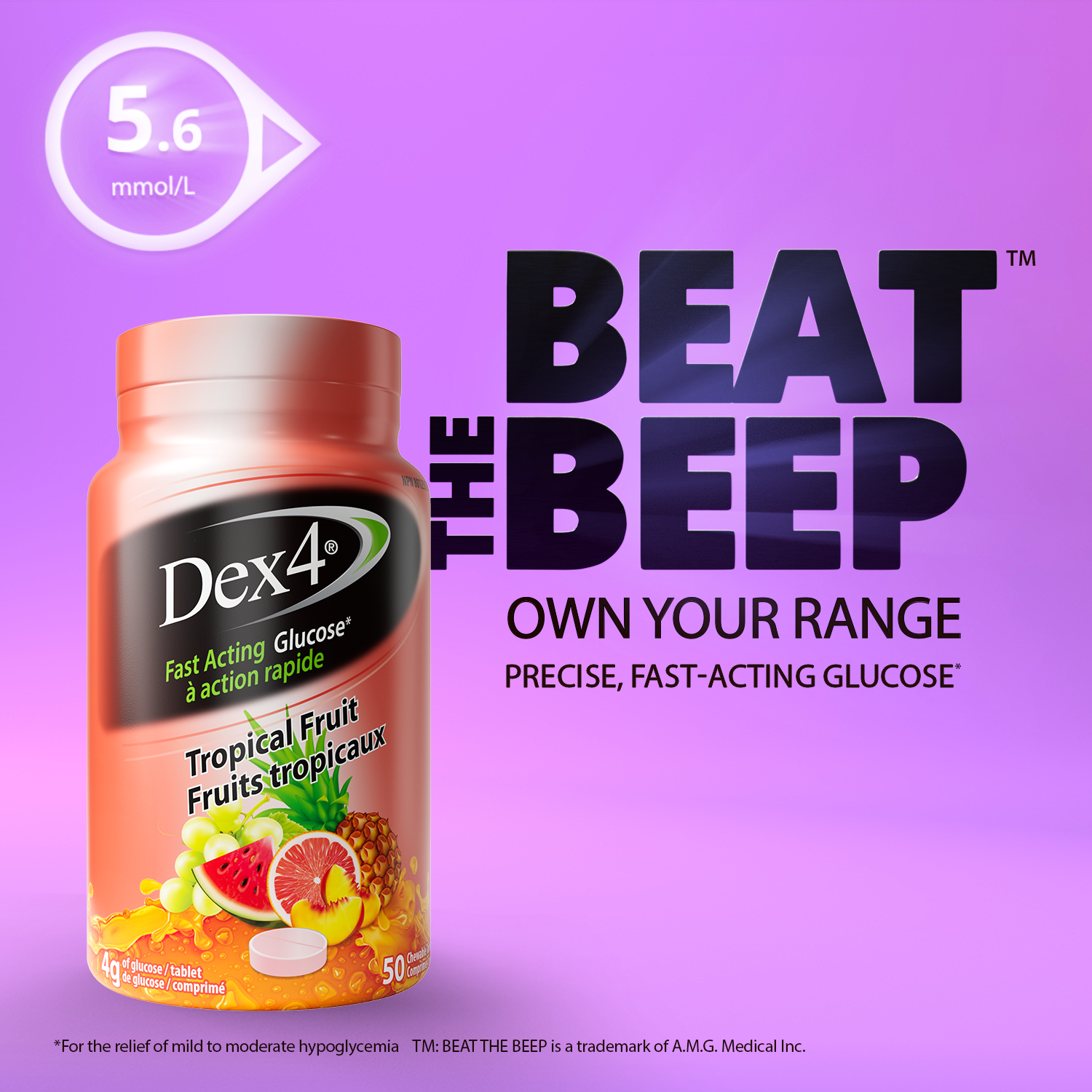 Comprimés de glucose - Bouteille de 50 comprimés