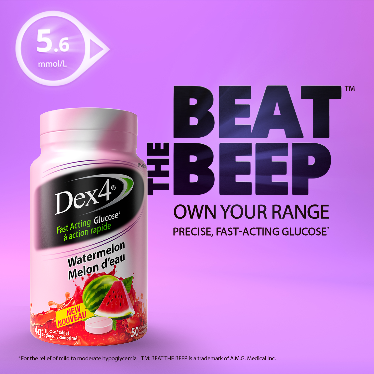 Comprimés de glucose - Bouteille de 50 comprimés