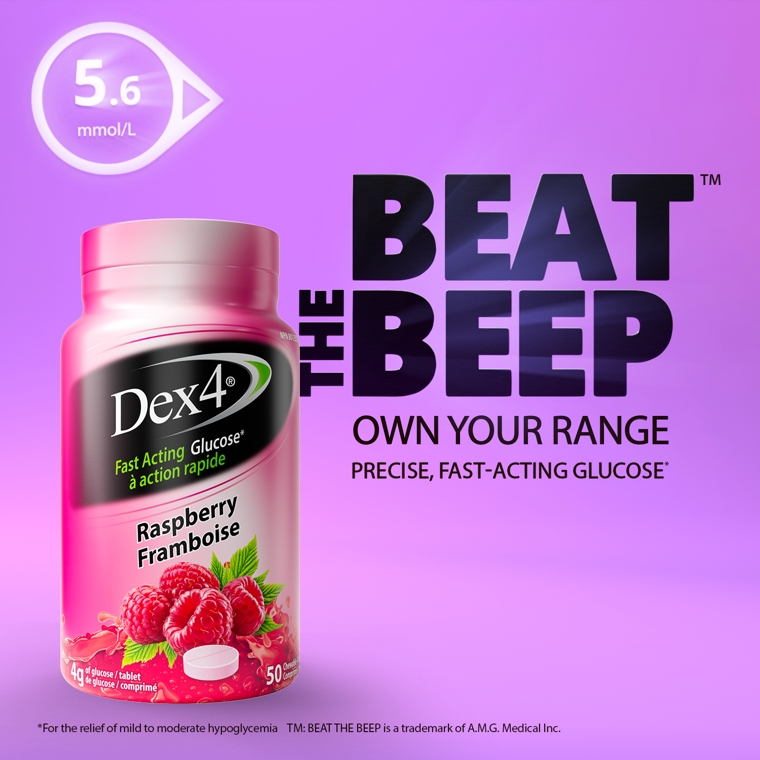 Comprimés de glucose - Bouteille de 50 comprimés