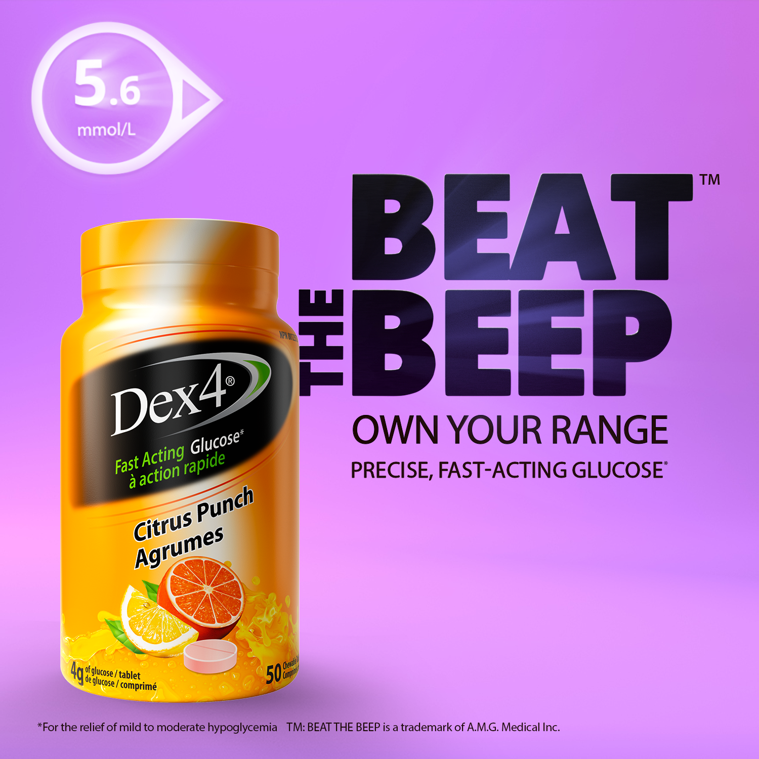 Comprimés de glucose - Bouteille de 50 comprimés