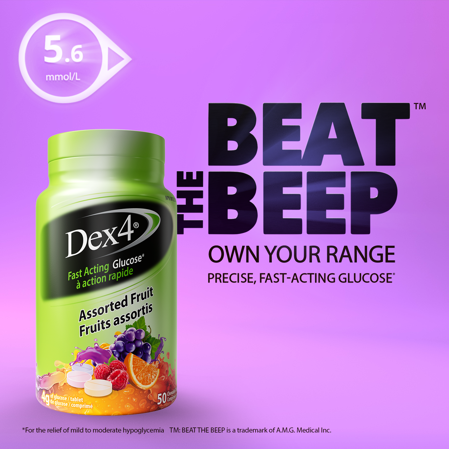 Comprimés de glucose - Bouteille de 50 comprimés