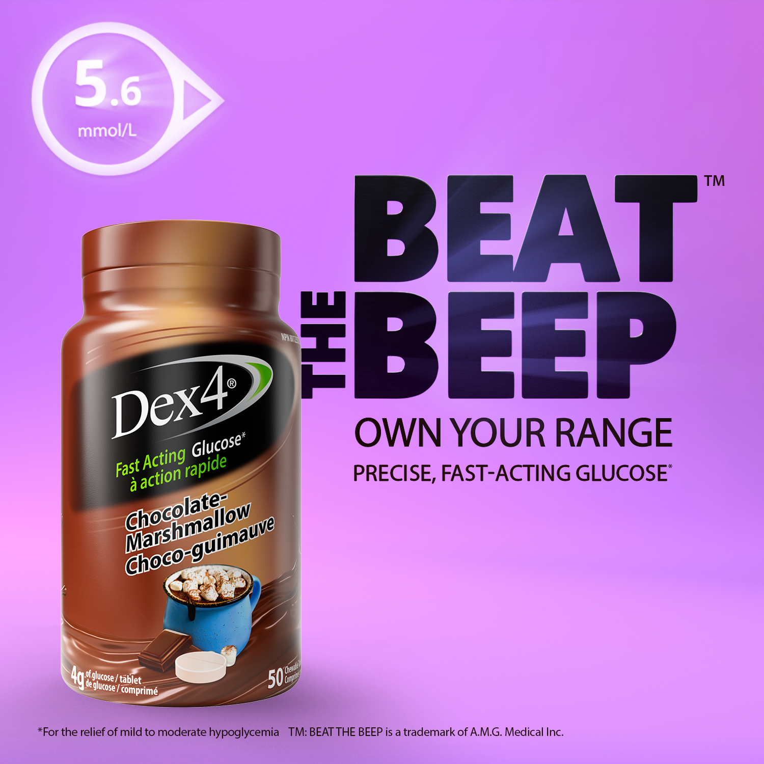 Comprimés de glucose - Bouteille de 50 comprimés