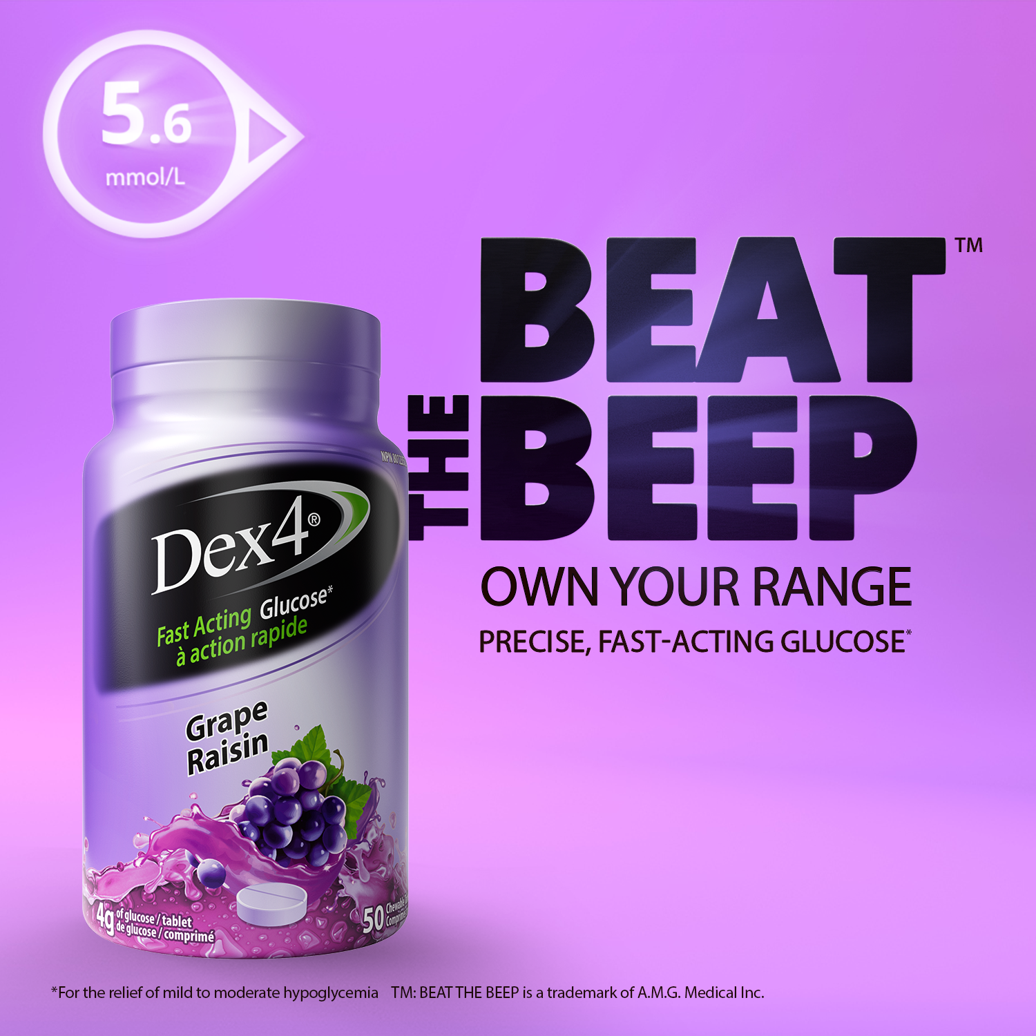 Comprimés de glucose - Bouteille de 50 comprimés