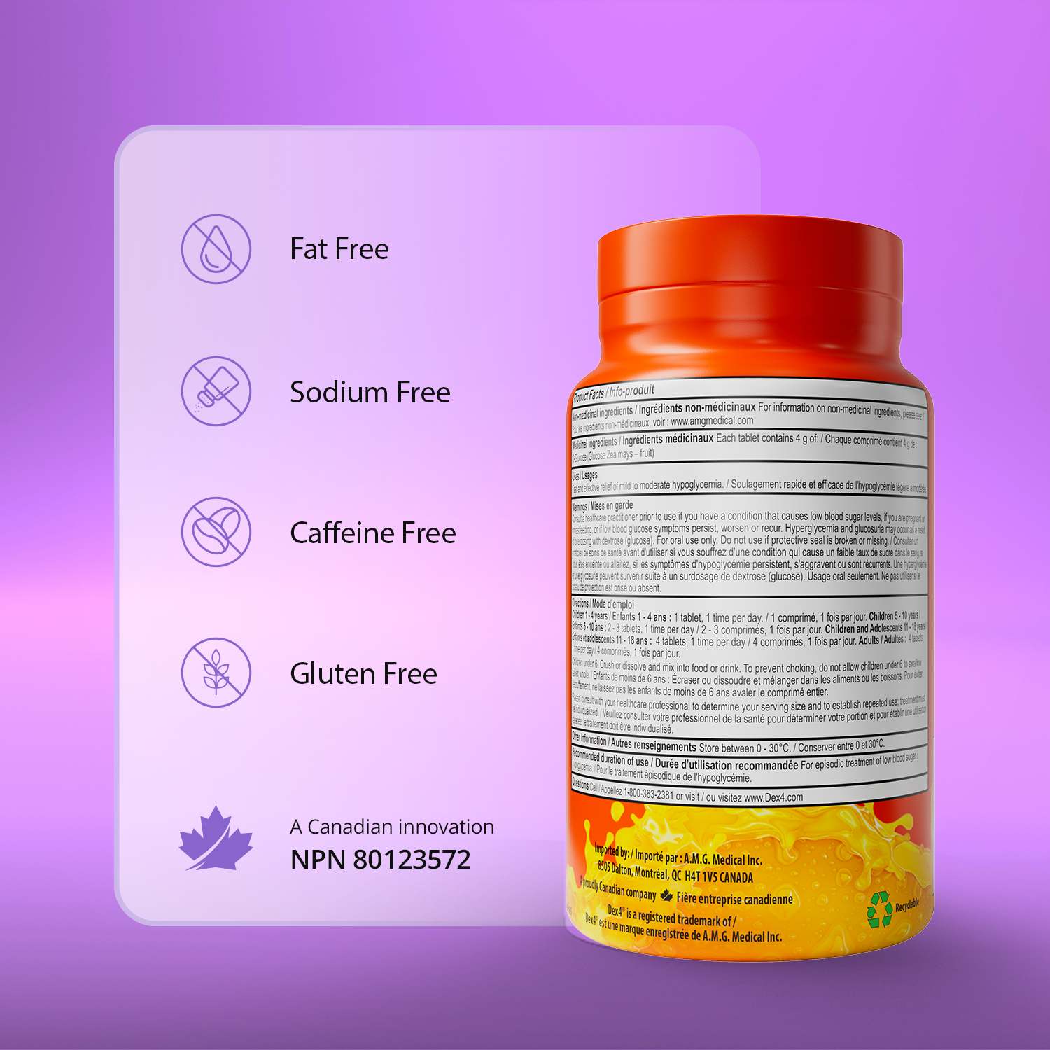 Comprimés de glucose - Bouteille de 50 comprimés