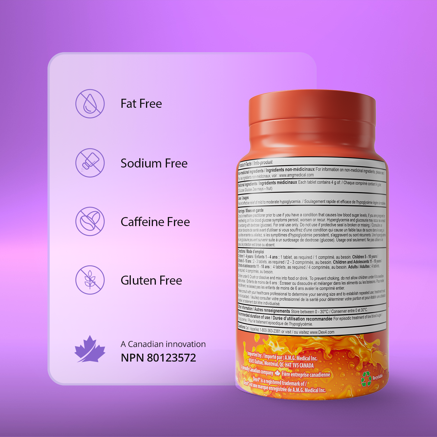 Comprimés de glucose - Bouteille de 50 comprimés