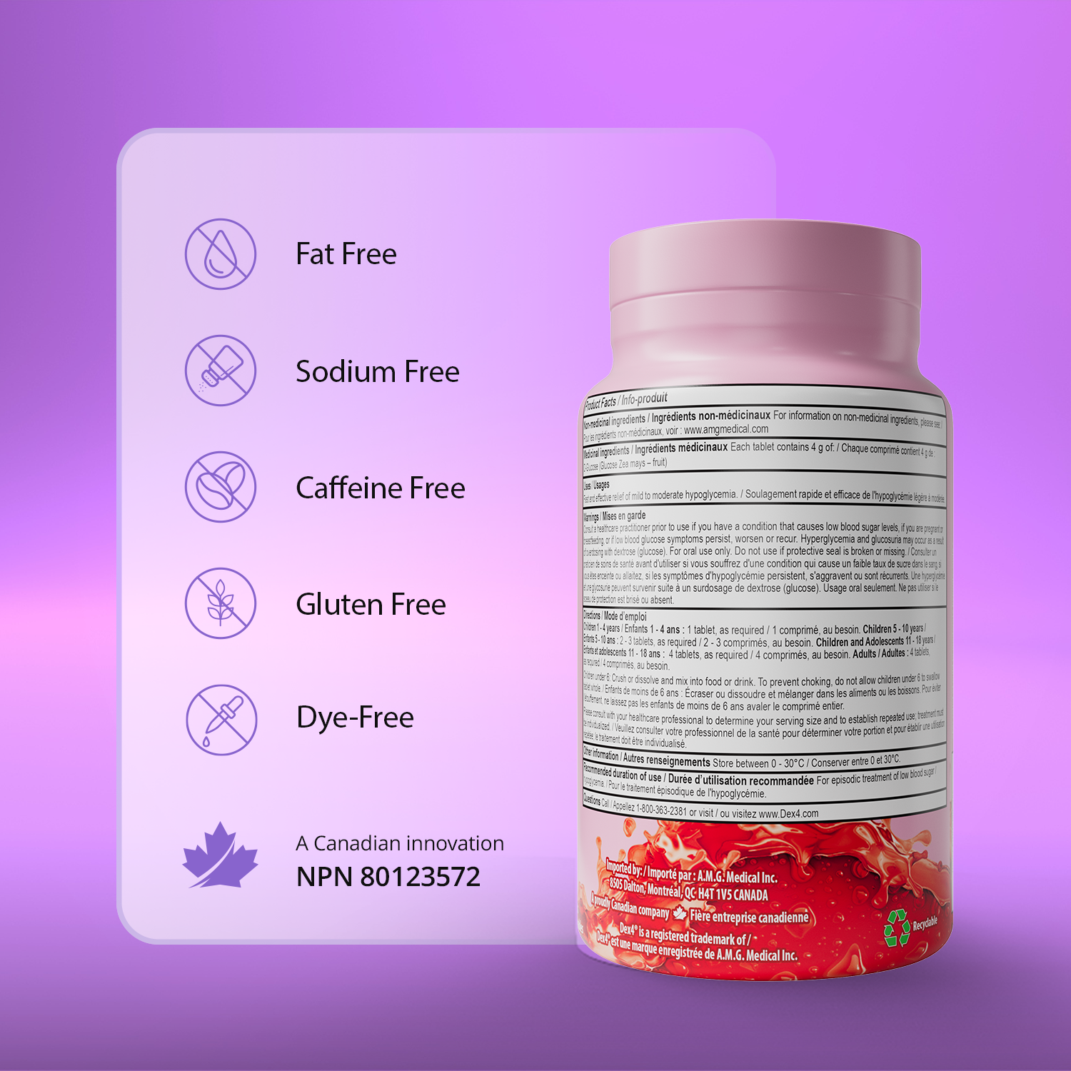 Comprimés de glucose - Bouteille de 50 comprimés