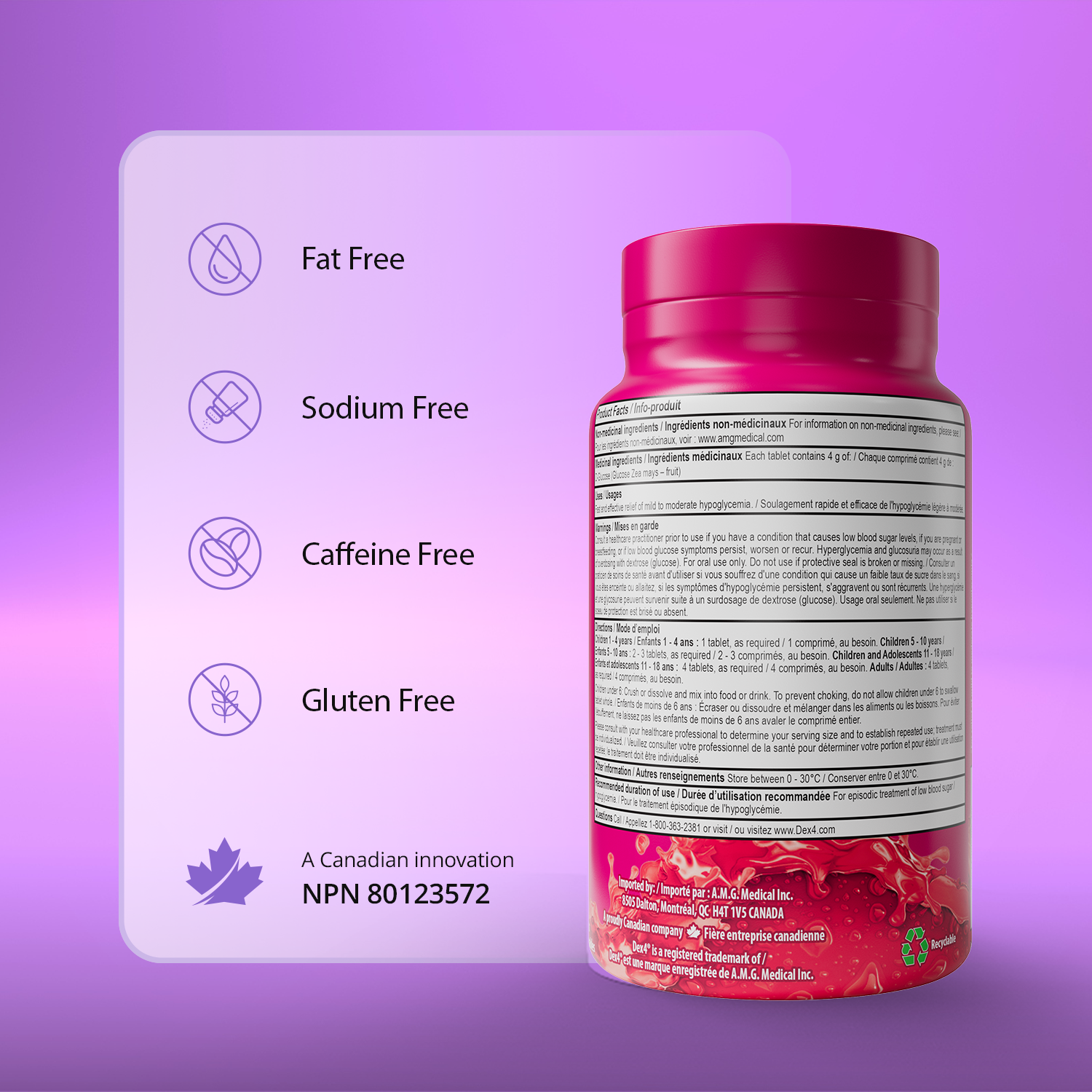 Comprimés de glucose - Bouteille de 50 comprimés