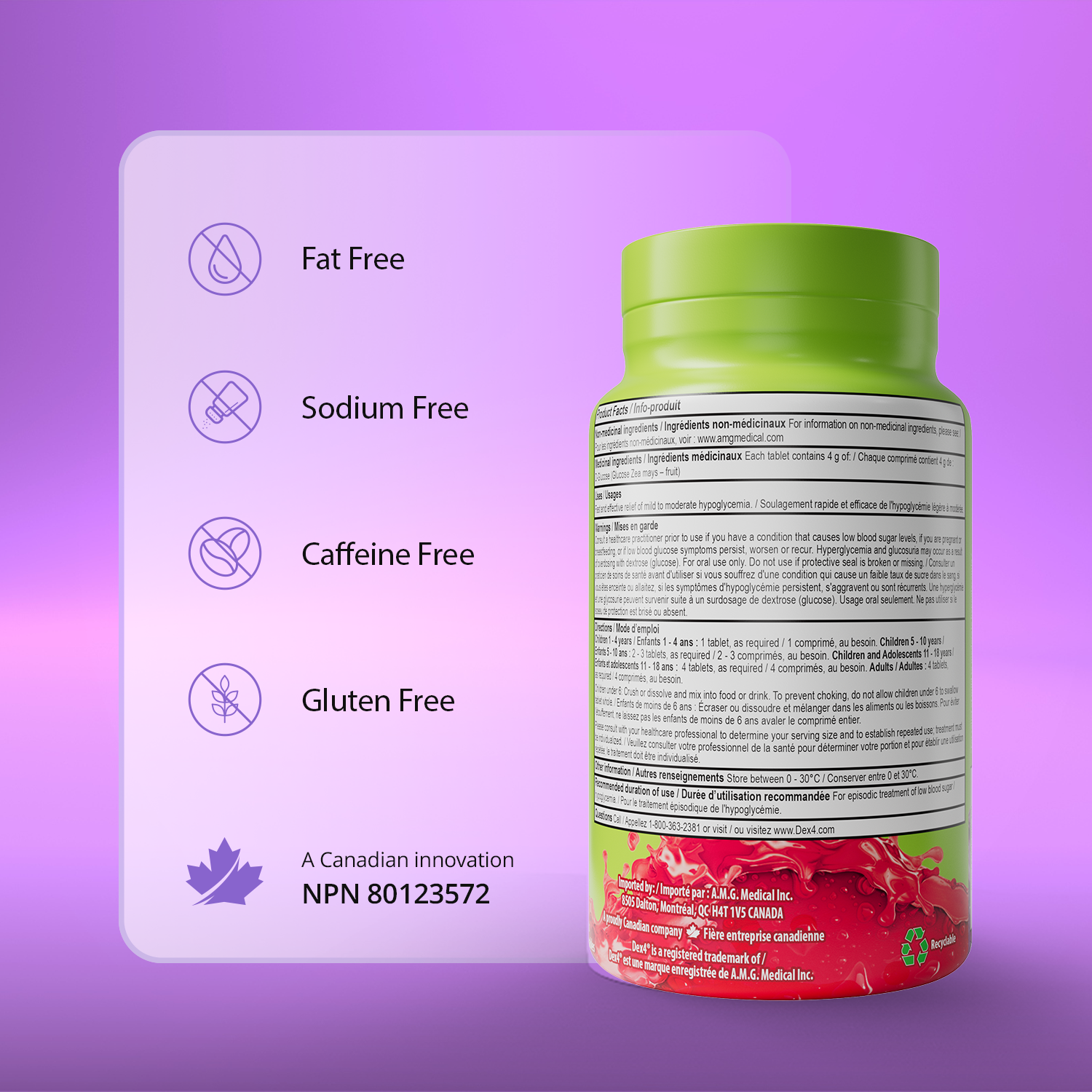 Comprimés de glucose - Bouteille de 50 comprimés