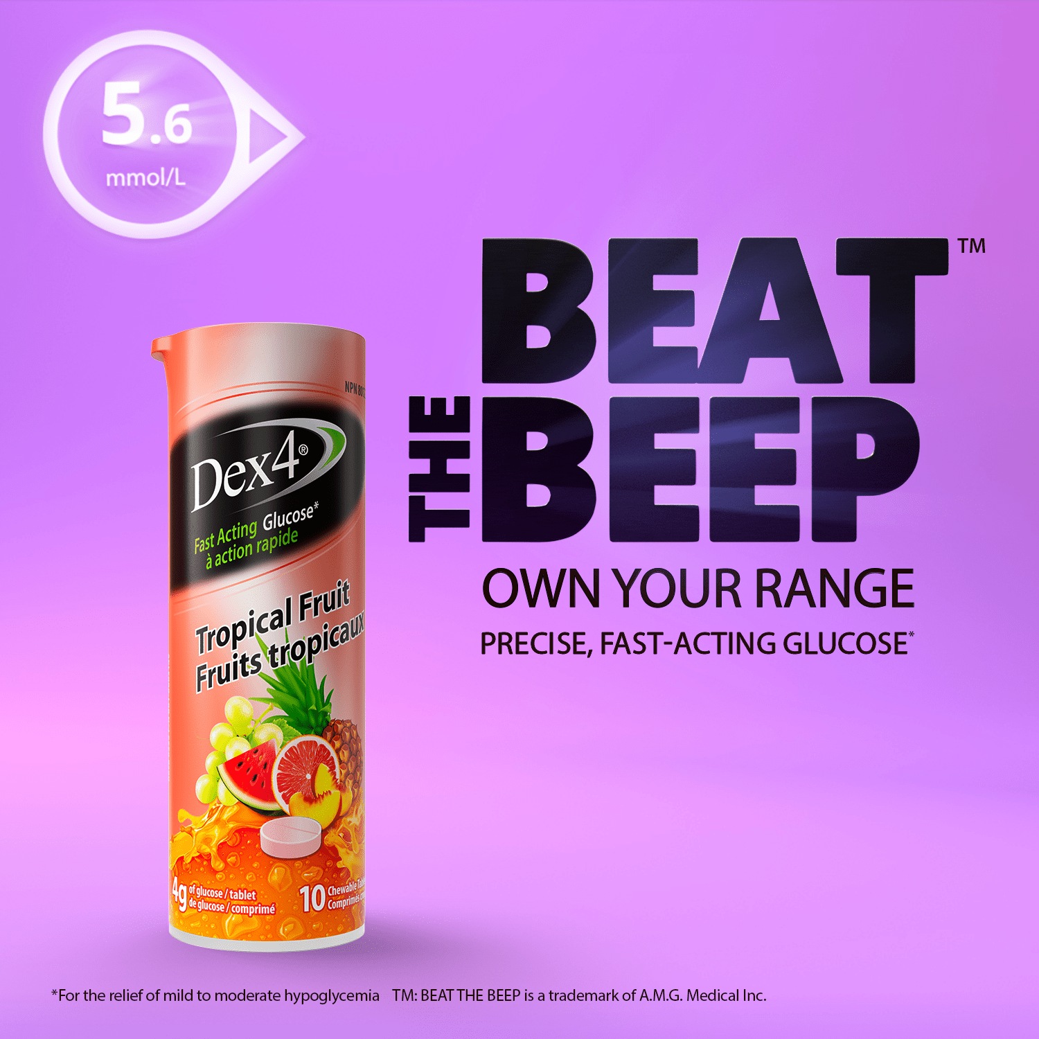 Glucose Tablets - 10 Count Tube - Dex4