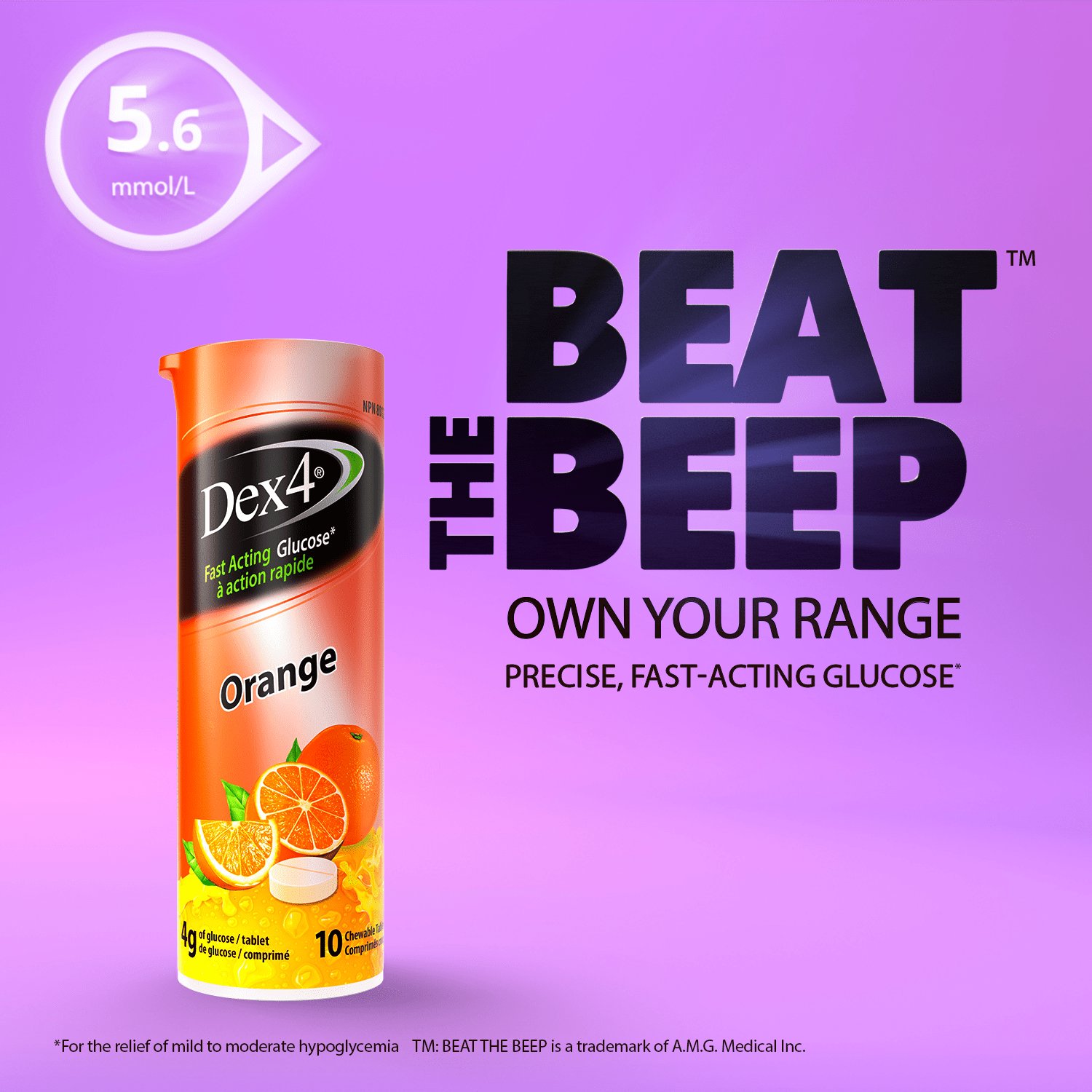 Glucose Tablets - 10 Count Tube - Dex4