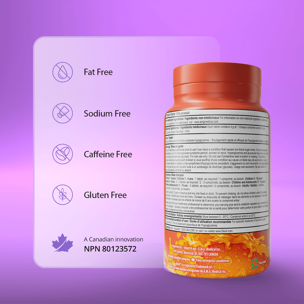 Glucose Tablets - 50 Count Bottle - Dex4